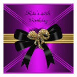 40th Birthday Rich Royal Black Purple Magenta Personalized Invites