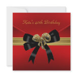 40th Birthday Rich Royal Red Black Gold Jewel invitations