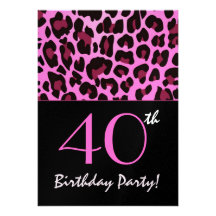 40th Birthday Template - Pink Leopard Spots Invite