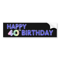 40th Birthday with Ballon Font Bumper Sticker