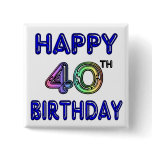 40th Birthday with Ballon Font Pin