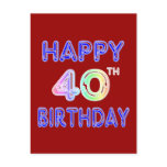40th Birthday with Ballon Font Post Card