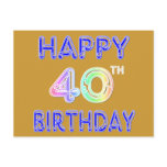 40th Birthday with Ballon Font Post Cards
