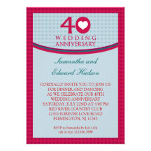 40th Heart Wedding Anniversary Invitation