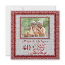 40th Ruby Anniversary Custom Photo Invitation