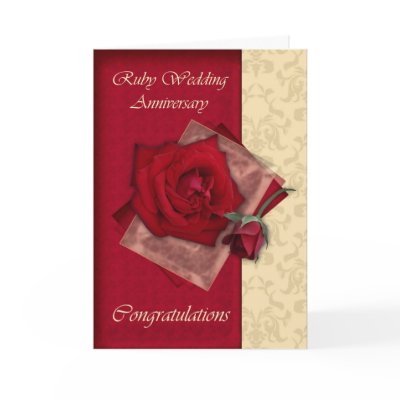 40th Ruby Wedding Anniversary congratulations Greeting Cards by moonlake