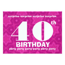40th SURPRISE Birthday Big Pink Stars E527 Personalized Invites