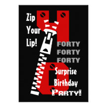 40th SURPRISE Birthday Black Red White B472 Announcement