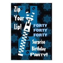 40th SURPRISE Birthday Blue Stars Zipper W1685 Card
