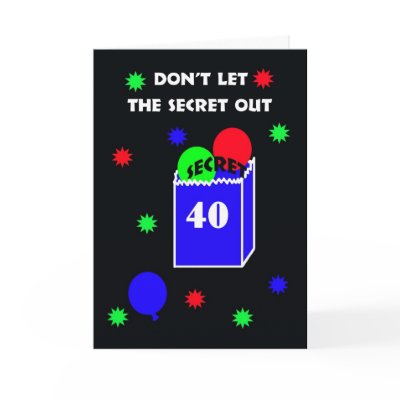 40th Surprise Birthday Party Invitation -- Secret Cards by KathyHenis