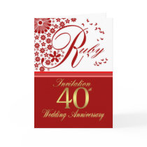 40th wedding anniversary invitation card - ruby we