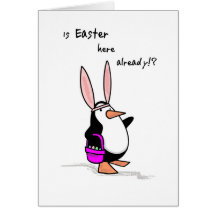 4147 Easter Bunny Ears Penguin, Humour Card