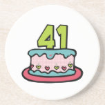 41 Year Old Birthday Cake Beverage Coaster
