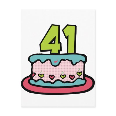 41 Year Old Birthday Cake Post Card by Birthday_Bash