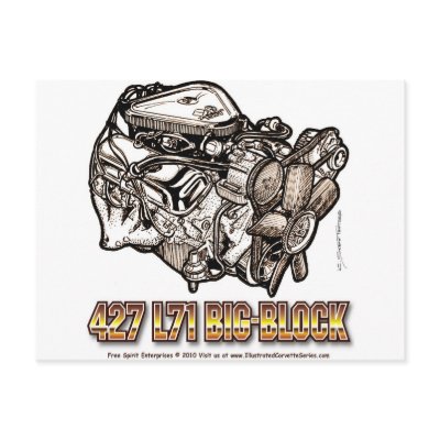 427 L71 Big Block Corvette Engine Postcard by Scott427