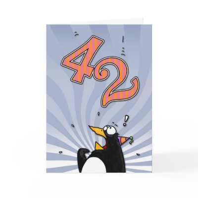 42nd Birthday - Penguin Surprise Card by cfkaatje