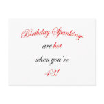 43 Birthday Spanking Postcard