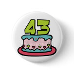 43 Year Old Birthday Cake Button