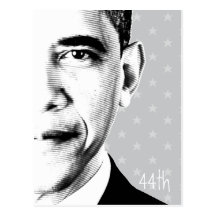 44th - Obama with stars (b-w) - Postcard