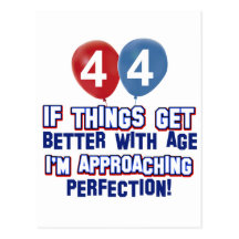 44th year old birthday design post cards