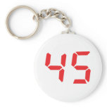 45 fourty-five red alarm clock digital number key chain