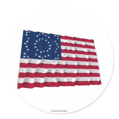 45-star flag, "Elliott Starburst" pattern Round Stickers by Vexillophile