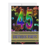 45th Birthday party Invitation with bubbles
