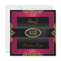 45th Birthday Party Pink Red Black Gold 2