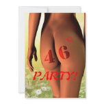 46th Birthday party Invitation with a bare rear.