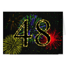 48th Birthday card with fireworks