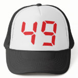 49 fourty-nine red alarm clock digital number hat