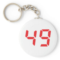 49 fourty-nine red alarm clock digital number key chain