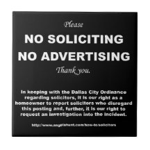 4.25 x 4.25 No Soliciting Tile