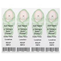 4  Baby Shower Invitations - Bookmark Favours Flyers