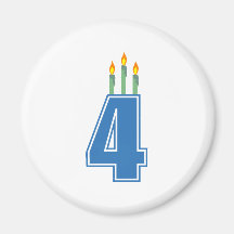4 Birthday Candles (Blue / Green) Magnets