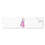 4 Birthday Candles (Pink / Purple) bumper stickers
