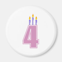 4 Birthday Candles (Pink / Purple) Refrigerator Magnets