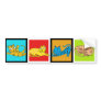 4 Cats Illustration Sticker 5 Bumper Sticker