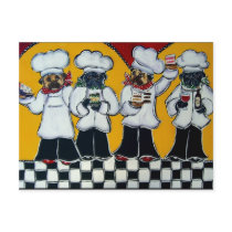 4 Chef Pugs Post Cards