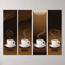 4 Coffee Cups in vector Print