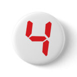 4 four red alarm clock digital number pinback button