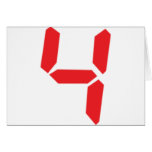 4 four red alarm clock digital number cards