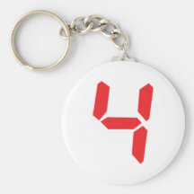 4 four red alarm clock digital number key chain