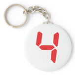 4 four red alarm clock digital number key chain