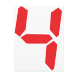 4 four red alarm clock digital number postcards