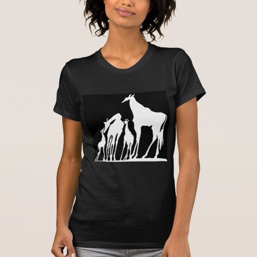 4 Giraffes, Black Back, White Foreground T-shirt