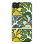 4 Hand Carved Trees in Watercolor and Pen & Ink iPhone 4 Cover