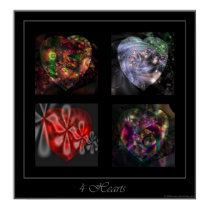 4 Hearts square poster posters