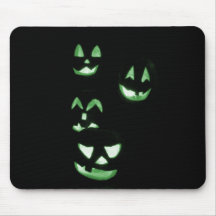 4 Lit Jack-O-Lanterns - Green Mousemats