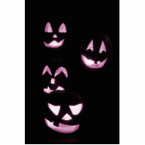 4 Lit Jack-O-Lanterns - Pink